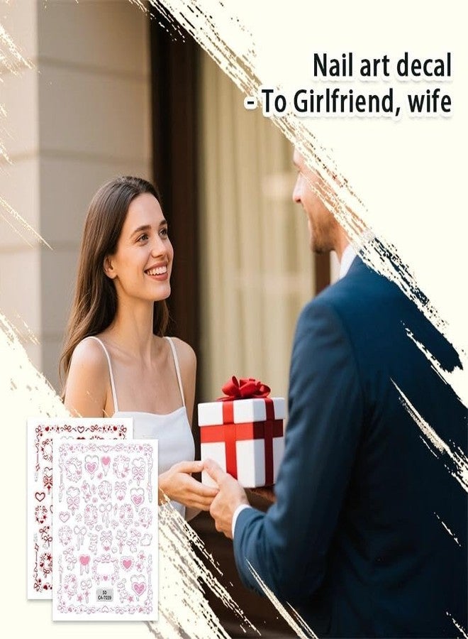 ملصقات أظافر على شكل فيونكة على شكل قلب للنساء والفتيات، هدايا عيد الميلاد، هدايا عيد الحب للابنة والحفيدة، زينة أظافر على شكل نجمة لعيد الميلاد لشخصين - Image 5